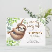 Wanna hang out? sloth kids birthday kaart (Staand voorkant)