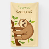 Wanna hang out? sloth kids birthday spandoek (Verticaal)