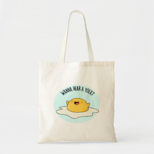 Wanna hoort een Yolk Funny Egg Joke Pun Tote Bag