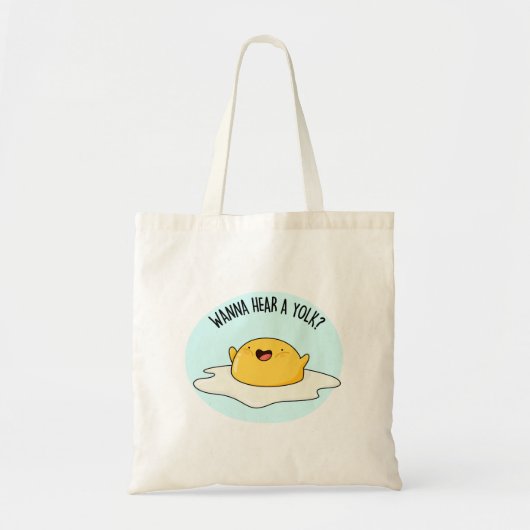 Wanna hoort een Yolk Funny Egg Joke Pun Tote Bag (Voorkant)
