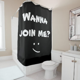 WANNA KOM BIJ ME Funny Black and White Douchegordijn