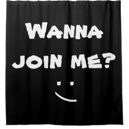 WANNA KOM BIJ ME Funny Black and White Douchegordijn