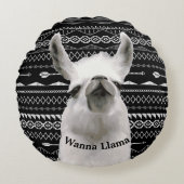 Wanna Llama Tribal Aztec Pattern Rond Kussen (Voorkant)