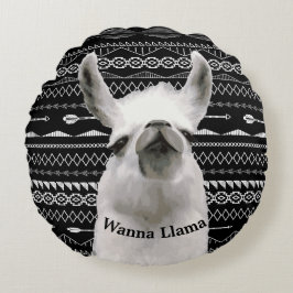 Wanna Llama Tribal Aztec Pattern Rond Kussen