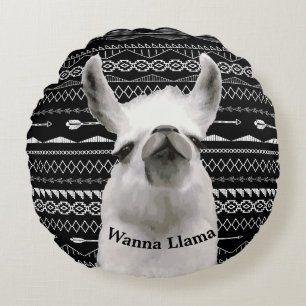 Wanna Llama Tribal Aztec Pattern Rond Kussen
