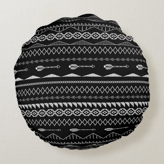 Wanna Llama Tribal Aztec Pattern Rond Kussen (Achterkant)