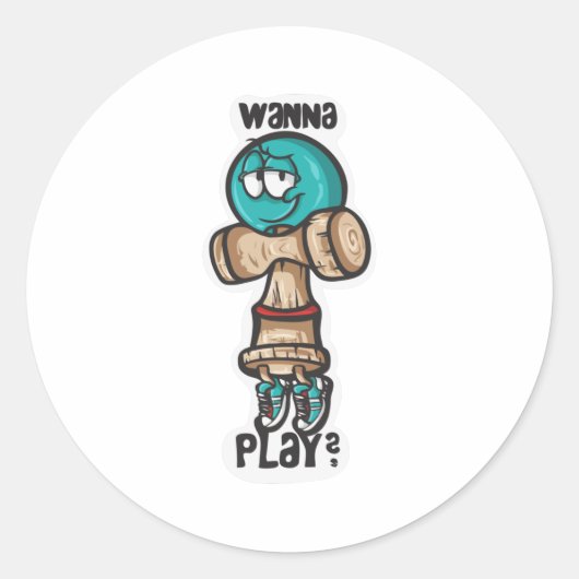 Wanna Play Ronde Sticker (Voorkant)