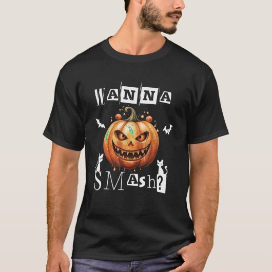 Wanna Smash Pompoen Scary Happy Halloween 2023 COS T-shirt (Voorkant)