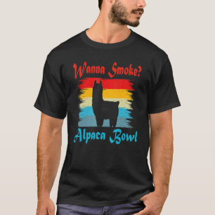 Wanna Smoke Alpaca Bowl  Lama Retro Alpaca T-shirt