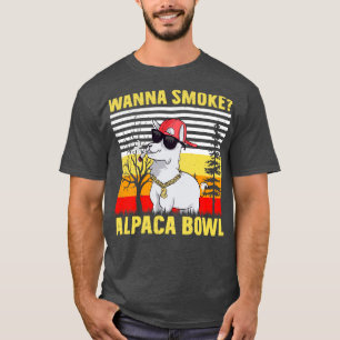 Wanna Smoke Alpaca Bowl Retro Alpaca Lover T-shirt