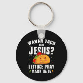 Wanna Taco Over Jesus Cinco de Mayo Christelijk Sleutelhanger (Voorkant)