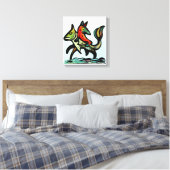 Wanneer aarde en water botsen De Vos en De Forel Canvas Afdruk (Insitu (Slaapkamer))