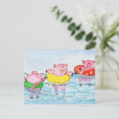 Wanneer biggen drijven - zwembriemen briefkaart (Staand voorkant)