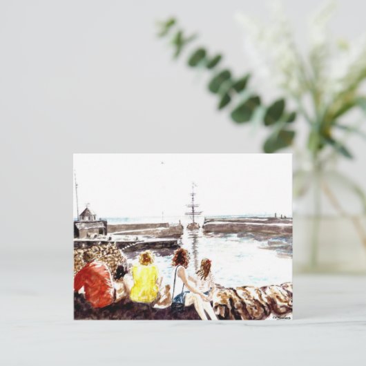 'Wanneer de boot binnenkomt' Briefkaart (Staand voorkant)