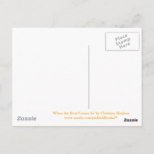'Wanneer de boot binnenkomt' Briefkaart (Achterkant)