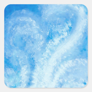 Wanneer de golven van de oceaan op de waterverf va vierkante sticker