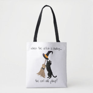 Wanneer de heks weg is Black Cat Halloween Tas