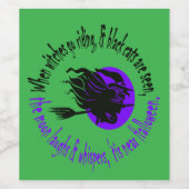 Wanneer de heksen dit nabij Halloween Paarse T Wijn Etiket (Enkel label)