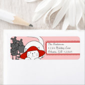 Wanneer de kat wordt opgehaald zal de muis spelen etiket (Insitu)