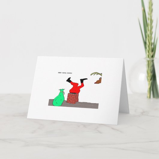 Wanneer de Kerstman drink ("Schoorsteen") Feestdagen Kaart (Voorkant)