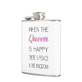 Wanneer de koningin gelukkig is - grappige prijsop heupfles (Links)