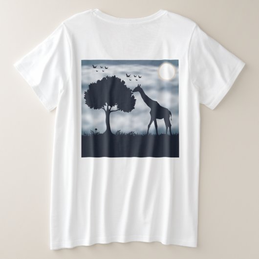 Wanneer de maan fluistert naar de Giraffe Grote Maat T-shirt (Design achterkant)