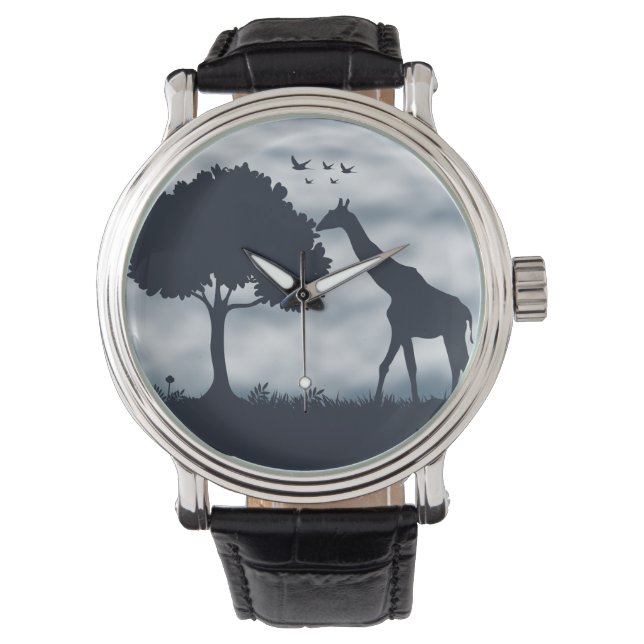Wanneer de maan fluistert naar de Giraffe Horloge (Voorkant)
