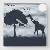Wanneer de maan fluistert naar de Giraffe Vierkante Klok (Voorkant)