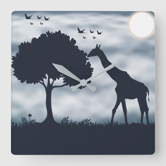 Wanneer de maan fluistert naar de Giraffe Vierkante Klok (Voorkant)