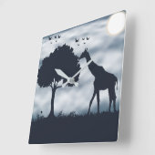 Wanneer de maan fluistert naar de Giraffe Vierkante Klok (Hoek)