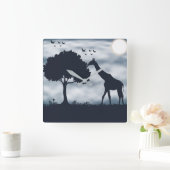 Wanneer de maan fluistert naar de Giraffe Vierkante Klok (Huis)