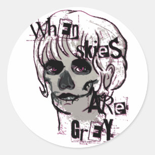 wanneer de sleutelhanger grijze skelet is ronde sticker