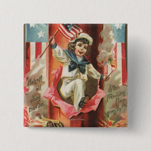 Wanneer de vrijheidsvlag langs gaat vierkante button 5,1 cm (Voorkant)