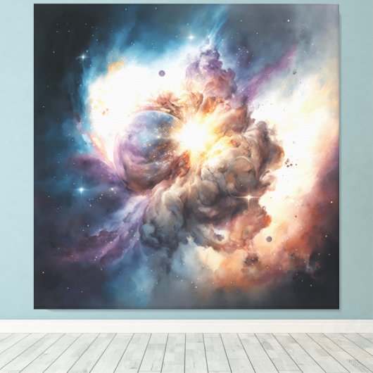 Wanneer de wereld samenvalt canvas afdruk (Insitu (Houten vloer))