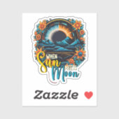 Wanneer de zon maan ontmoet, Floral Eclipse 2024 Sticker (Vel)