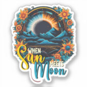 Wanneer de zon maan ontmoet, Floral Eclipse 2024 Sticker (Voorkant)