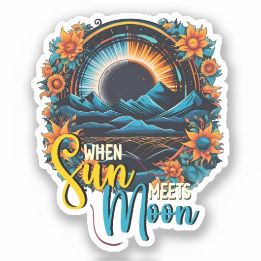 Wanneer de zon maan ontmoet, Floral Eclipse 2024 Sticker (Voorkant)