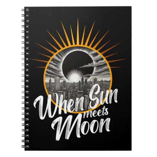 Wanneer de zon maan ontmoet, zwarte skyline zonsve notitieboek (Voorkant)