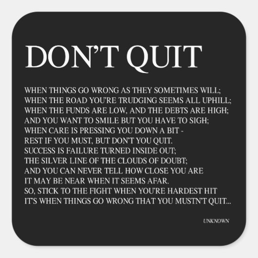 WANNEER DINGEN VERDWIJNEN ZOALS ZIJ SOMS ZULLEN; Q VIERKANTE STICKER (Voorkant)