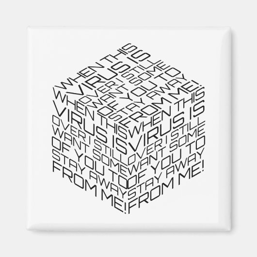 Wanneer dit virus over zwarte tekstkubus gaat magneet (Voorkant)