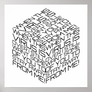 Wanneer dit virus over zwarte tekstkubus gaat poster