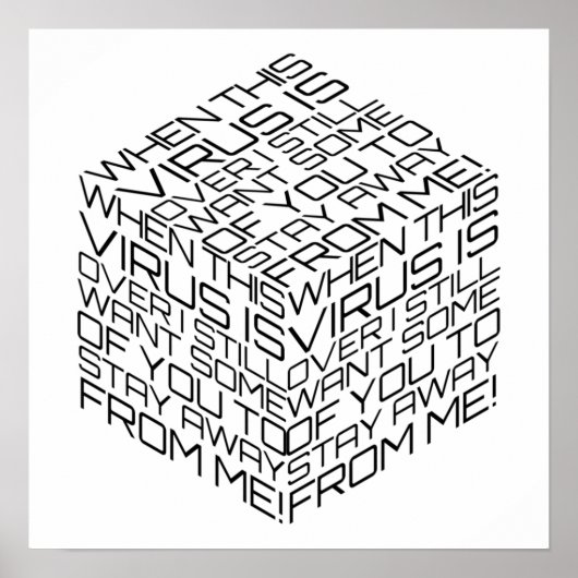 Wanneer dit virus over zwarte tekstkubus gaat poster (Voorkant)