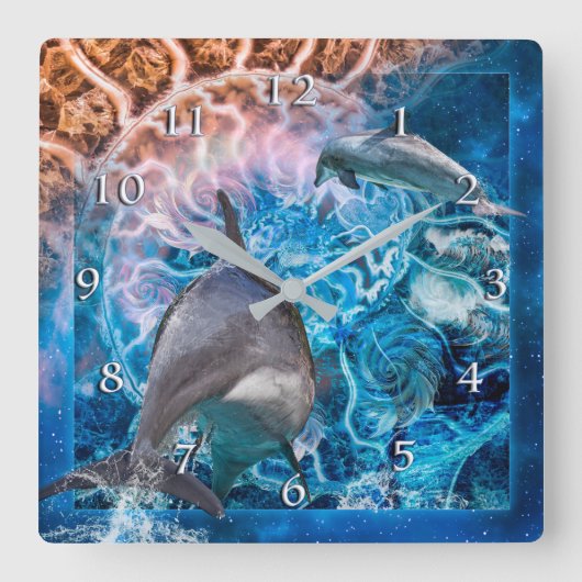 WANNEER DOLFIJNEN DROMEN VIERKANTE KLOK (Voorkant)