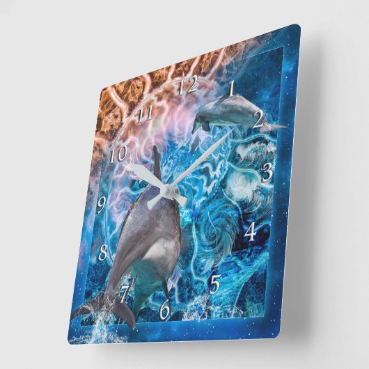 WANNEER DOLFIJNEN DROMEN VIERKANTE KLOK (Hoek)