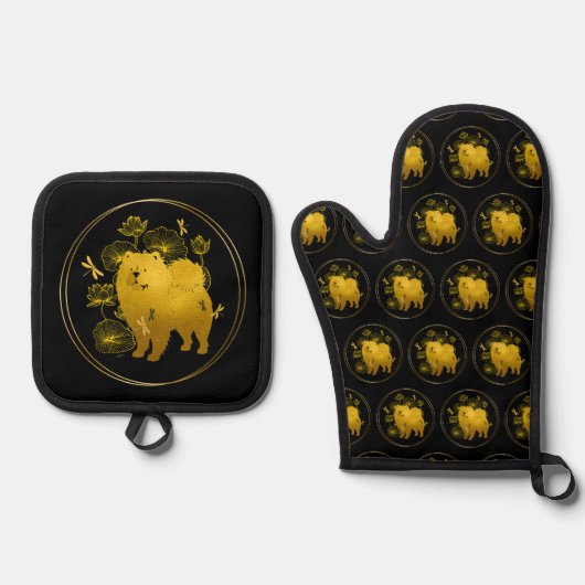 WANNEER DRAKEN VLIEGEN - Chow -Oven Mitt en Pothou Ovenwant & Pannenlap Set (Voorkant)