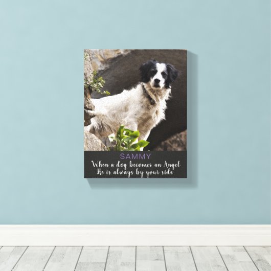 Wanneer een Hond wordt en Angel Mannelijke Hond Canvas Afdruk (Insitu (Houten vloer))
