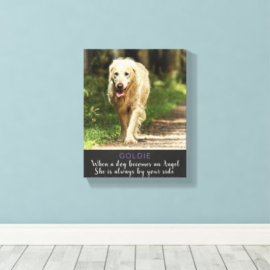 Wanneer een hond wordt en Angel Vrouw Canvas Afdruk (Insitu (Houten vloer))