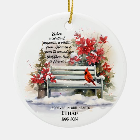 Wanneer een kardinaal verschijnt keramisch ornament (Voorkant)