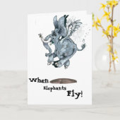 Wanneer Elephants~Wenskaart vliegen Kaart (Gele Bloem)
