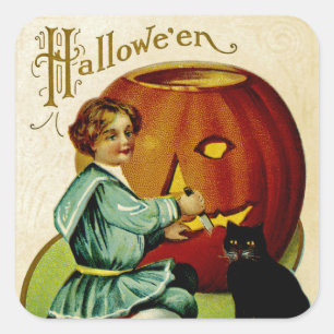 Wanneer er heksen in Halloween Vierkante Sticker